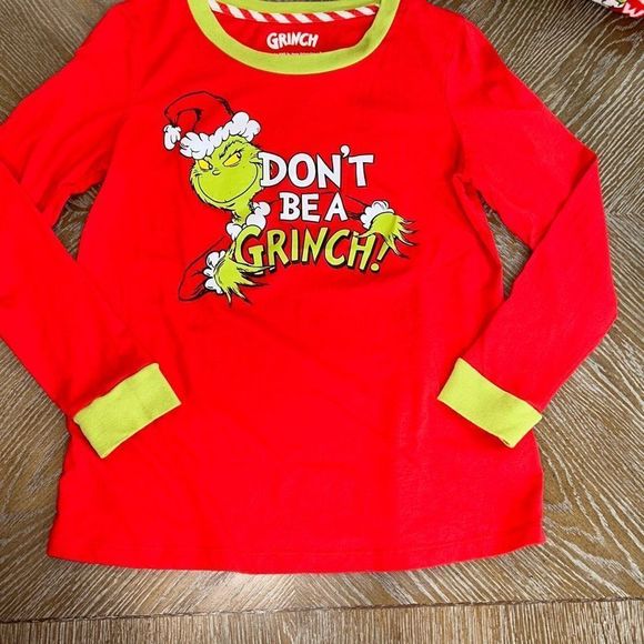 Grinch “Don’t Be A Grinch” Pajama Set Small 4 6 Matching Christmas - Picture 3 of 10